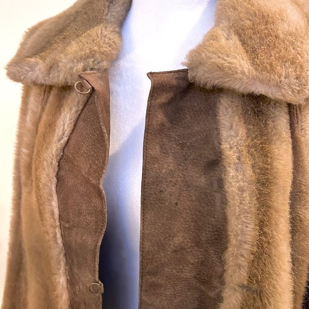 VINTAGE 70s Tissavel France Luxury Faux Fur Suede Made in Brittain Large - Picture 9 of 13